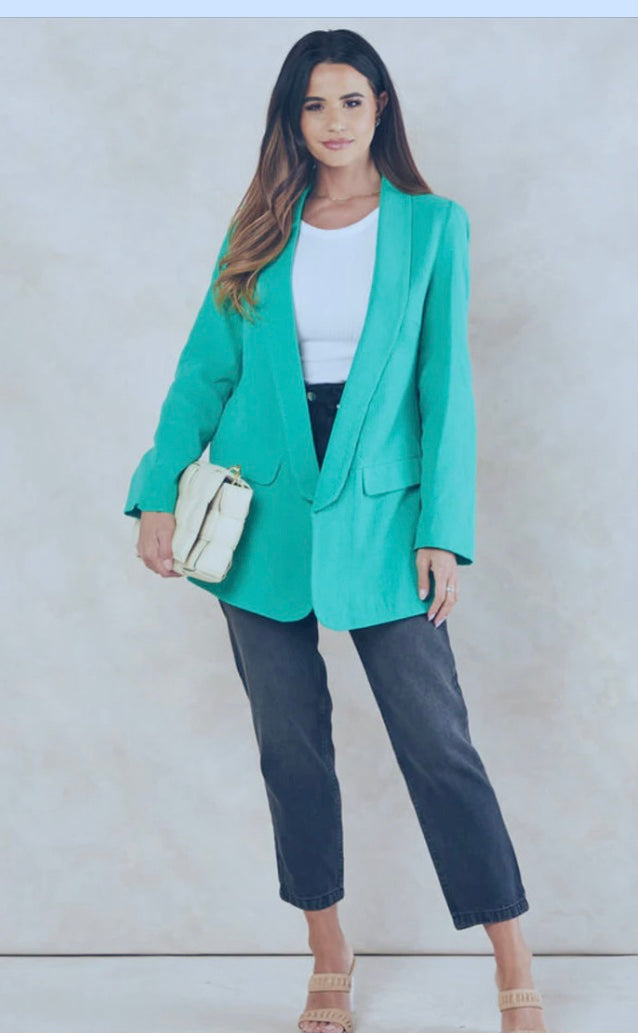 Jenifer Oversized Green Linen Look Blazer