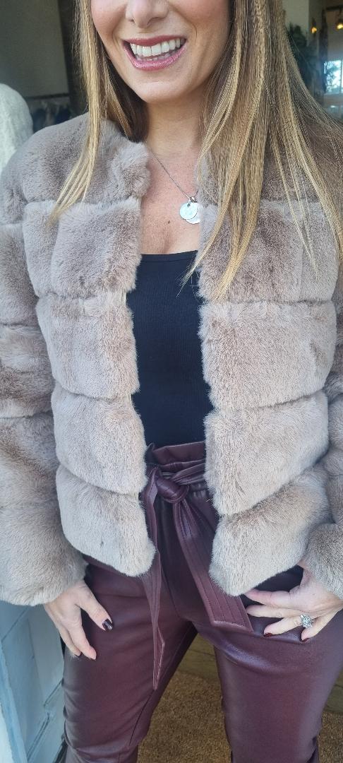 BEIGE FAUX FUR JACKET