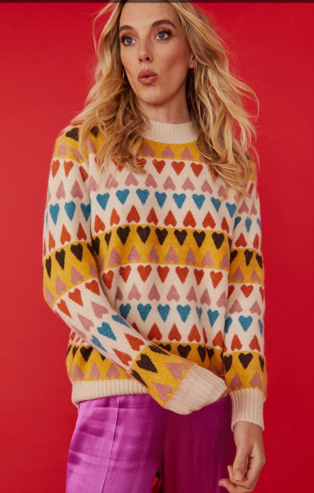 Love Heart Cashmere and Banana Peel Jumper