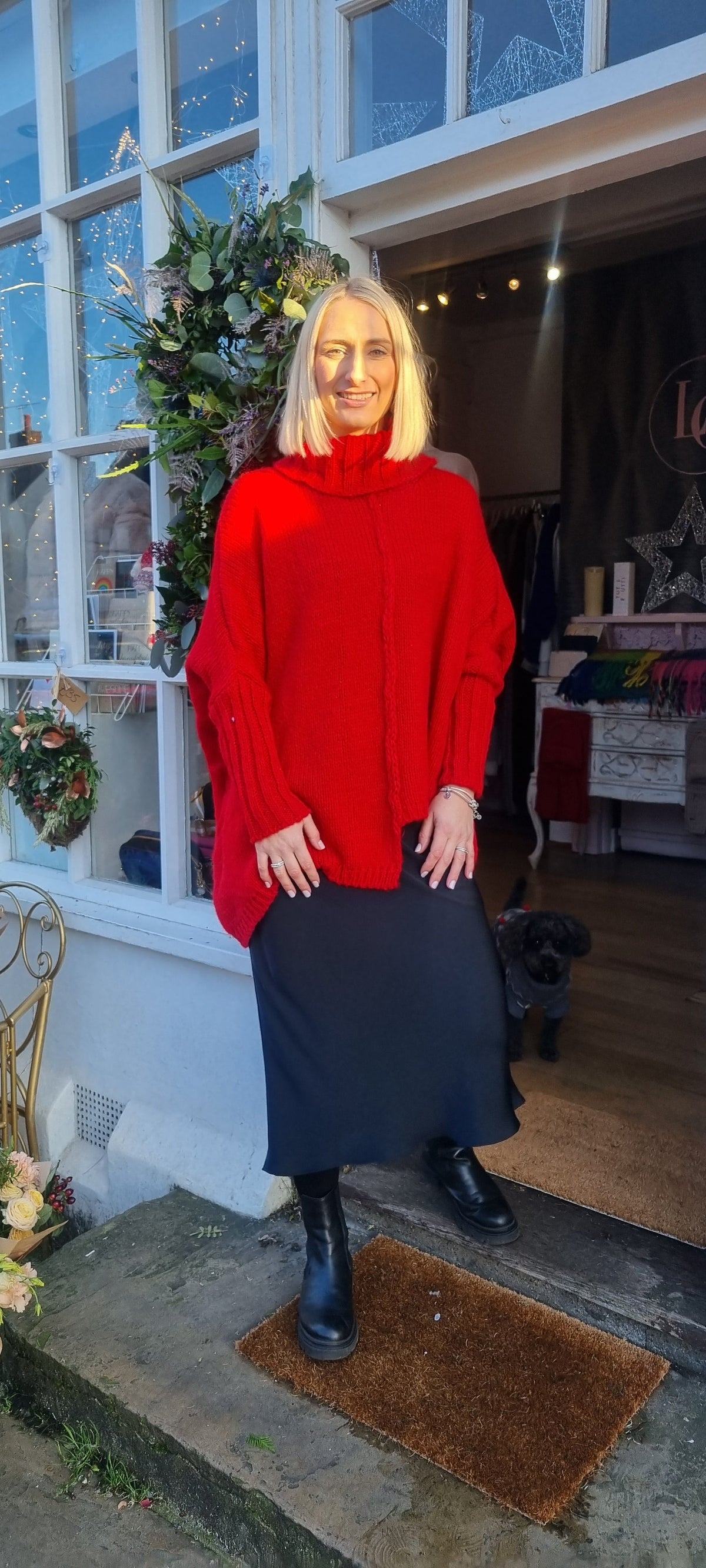 Red Roll neck