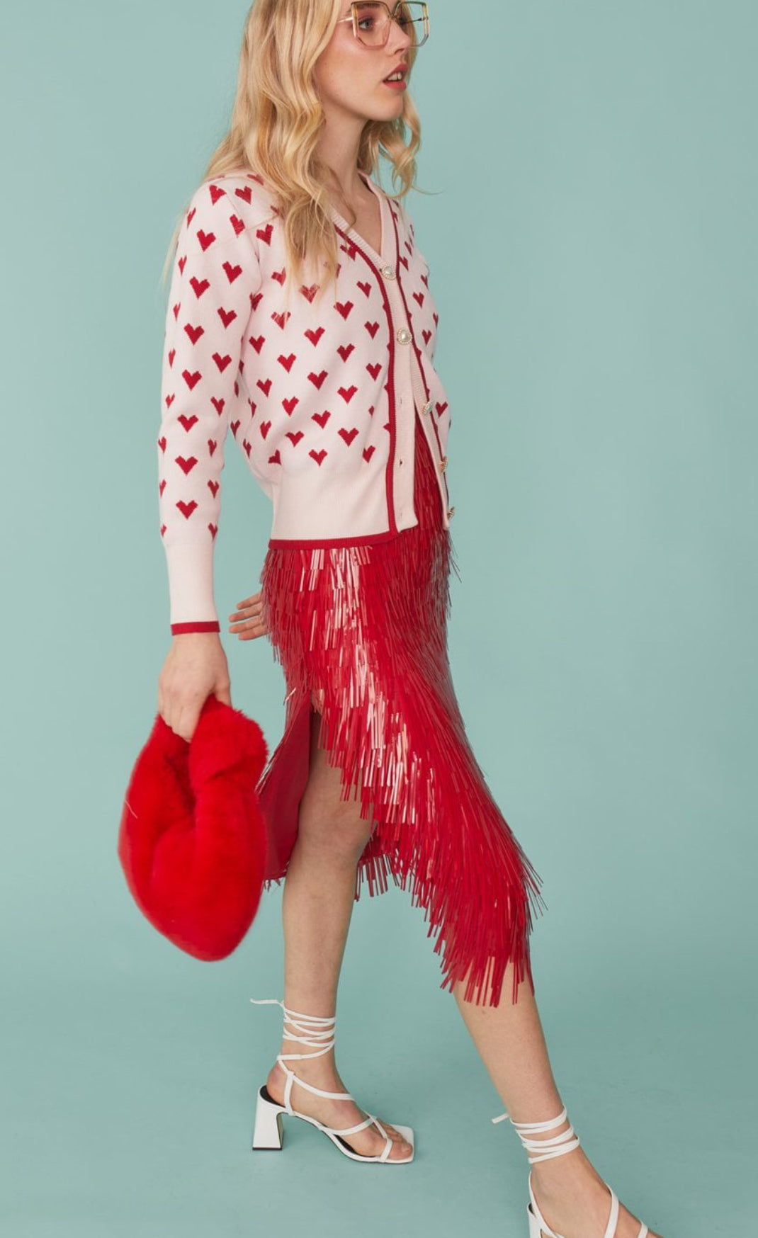 Mini Love Heart Cashmere and Banana Peel Cardigan
