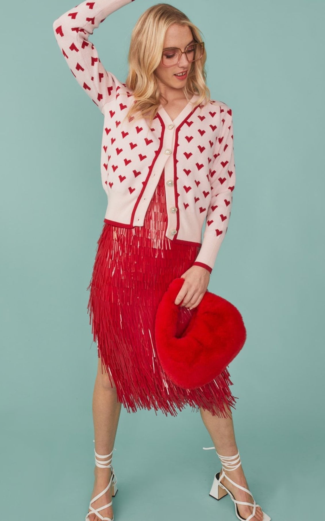 Mini Love Heart Cashmere and Banana Peel Cardigan