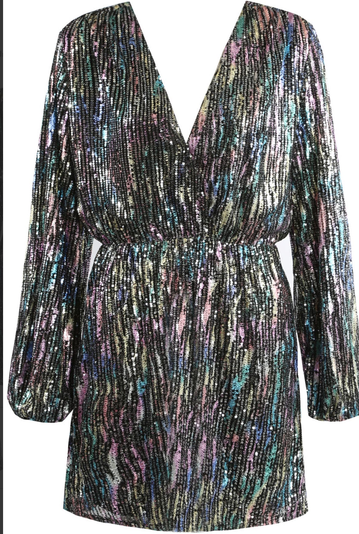 Multicolour Sequin Wrap Mini Dress