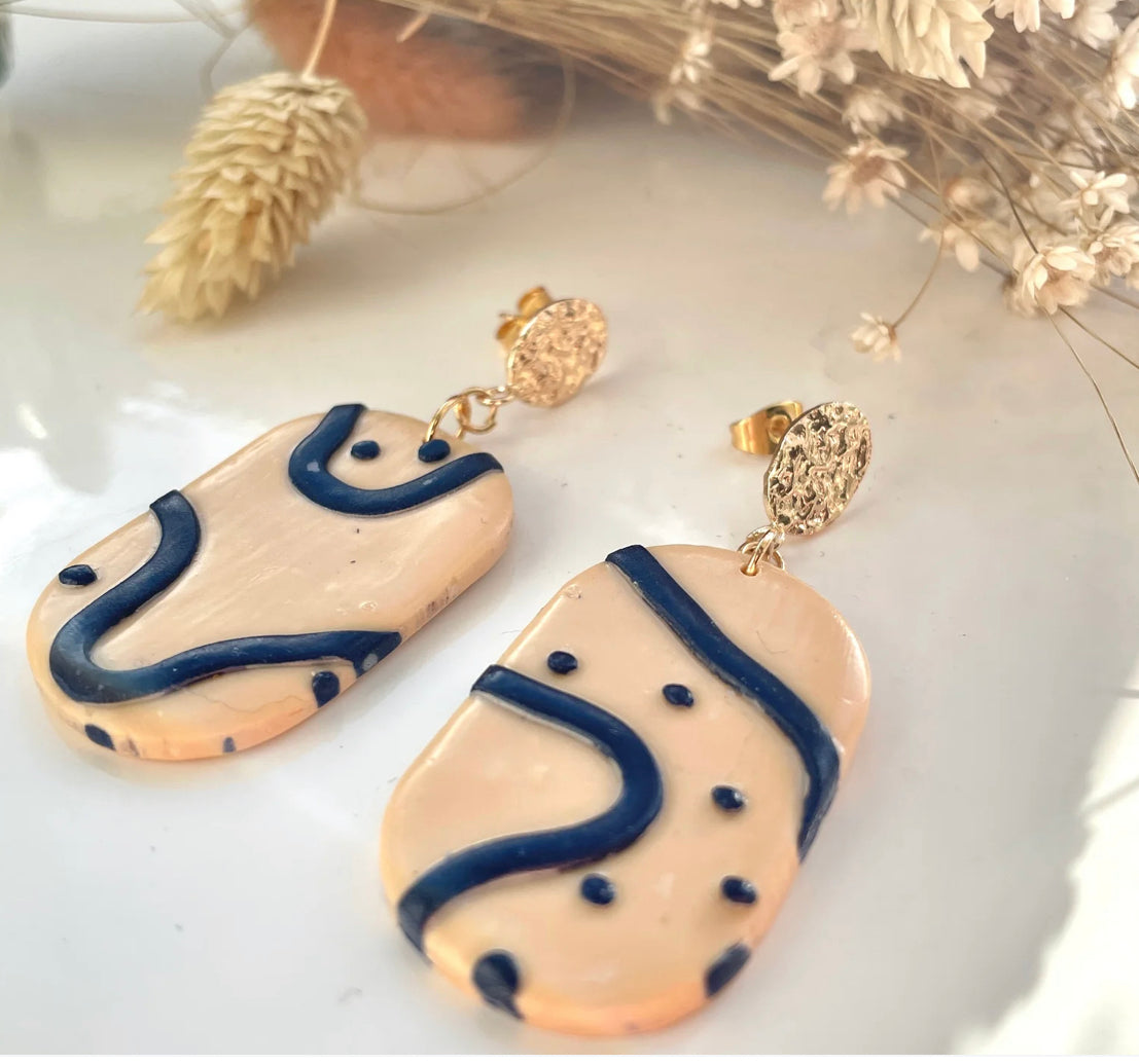 Abstract Oval Drop Earrings