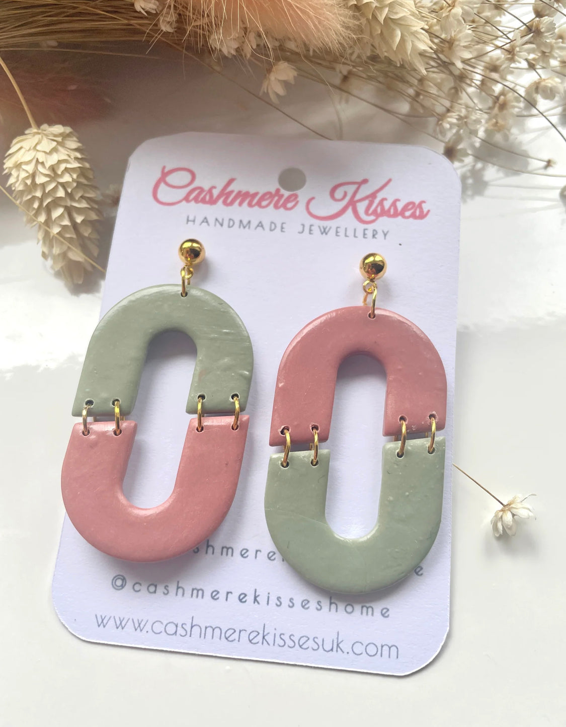 Large oval halves drop earrings